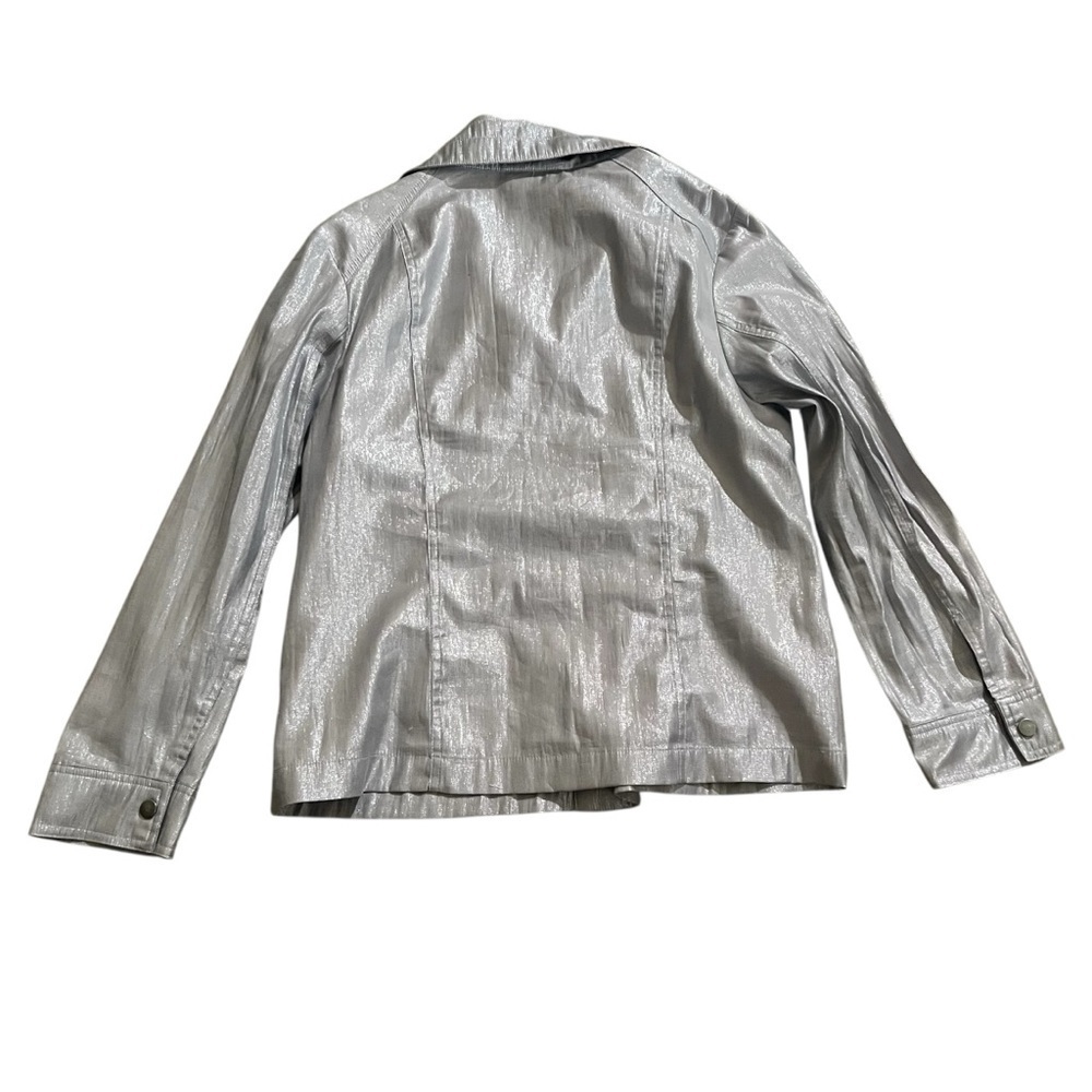 New N Touch Shiny Silver-Grey Snap-Closure Jacket Size 12 - Picture 2 of 7